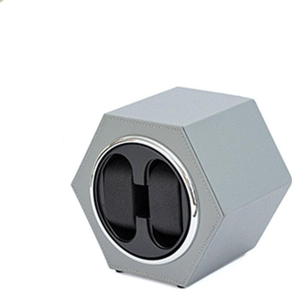 INF Hexagonale Uhrenbewegerbox für 2 Uhren mit USB-C-Anschluss Grau
