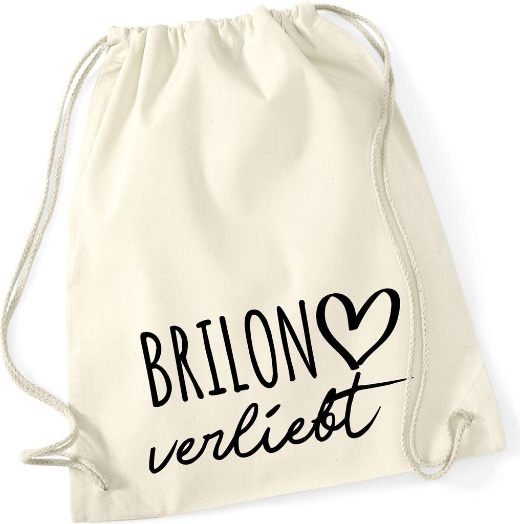 Huuraa Turnbeutel Brilon verliebt 12 Liter Natural Baumwolle Rucksack Geschenkidee