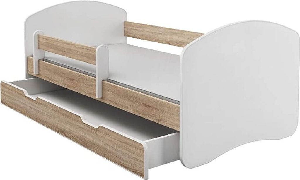 BDW, Kinderbett Jugendbett mit Schublade & Matratze, Eiche Sonoma, 160x80