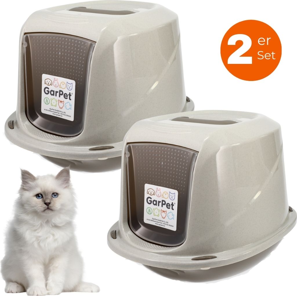 2x Katzenklo mit Deckel Katzentoilette Katzen WC Hauben Produktbild 1