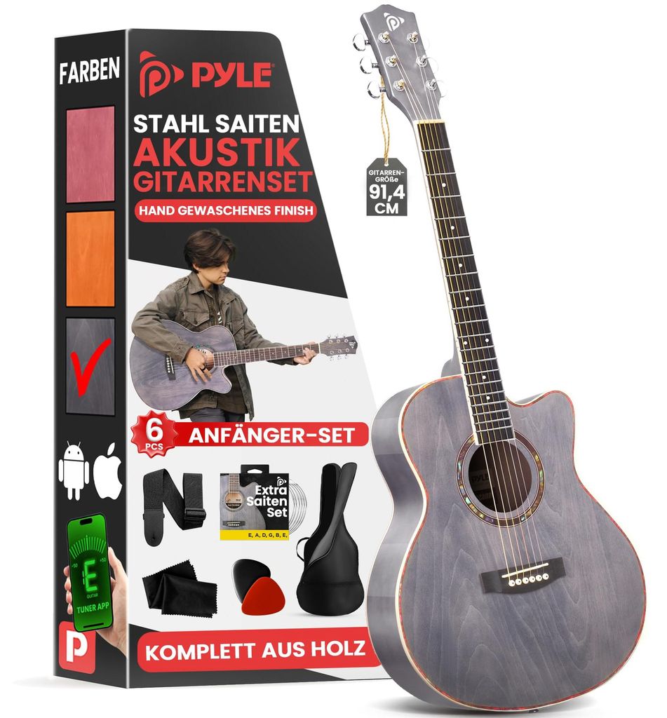 Pyle ¾ Akustikgitarre mit Cutaway – Westerngitarre aus Produktbild 