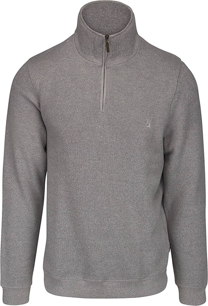 Sea Ranch Herren Troyer-Pullover Cromwell Unifarben - Longsleeve-Pullover mit halben Reißverschluss in Grey Melange Größe M