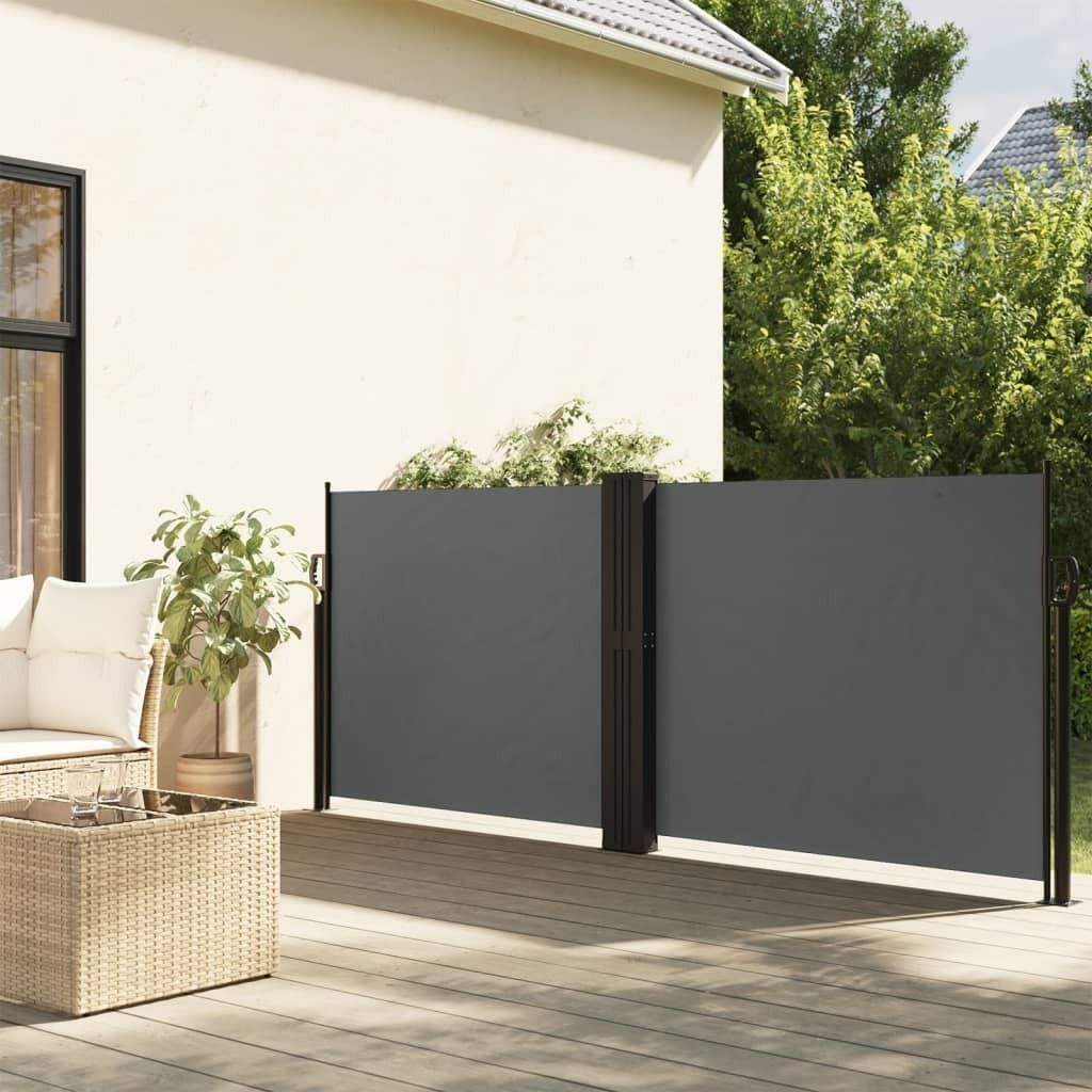 Design Seitenmarkise Ausziehbar Anthrazit 120x1000 cm, Markisen 2024 Neu