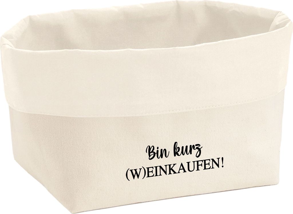 Huuraa Organizer Bin kurz (W)Einkaufen Schriftzug 3 Liter Medium Canvas Baumwolle Utensilo Geschenkidee