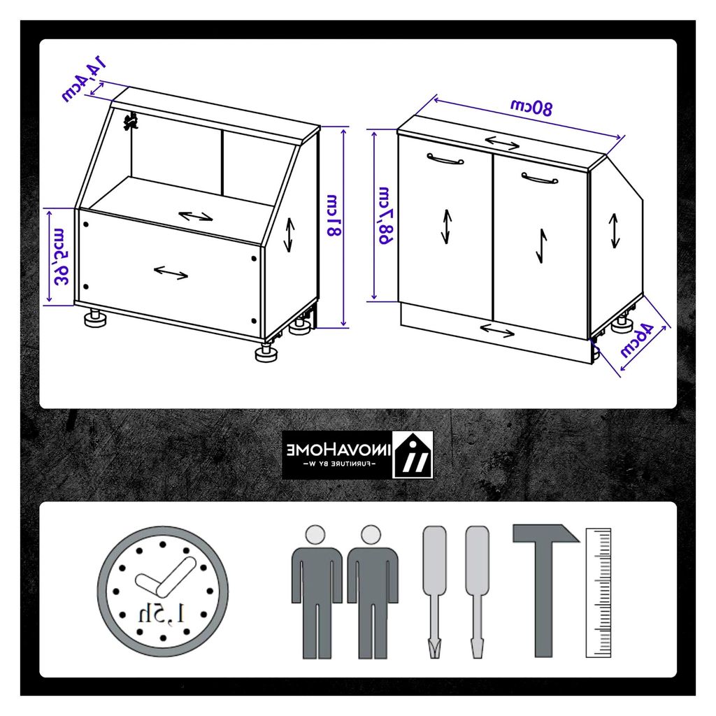 Dachschrägenschrank 80 cm - Massive 18 mm Konstruktion, Metallgriffe, verstellbarer Boden - Schneeweiß