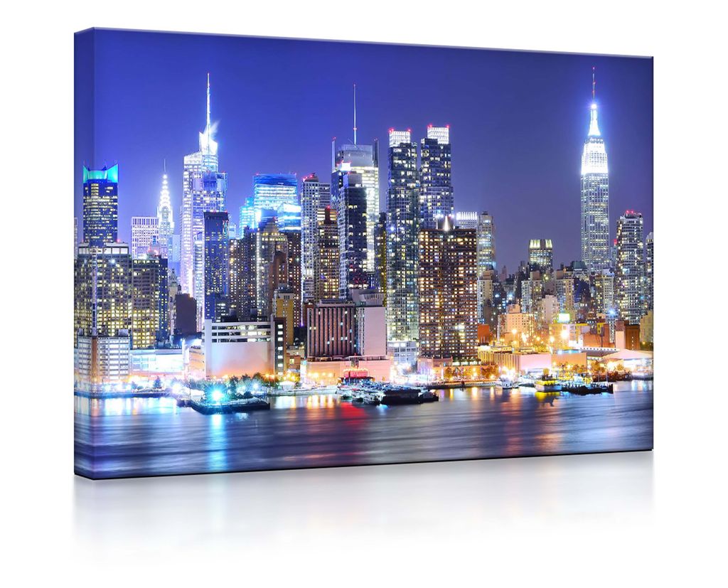 lightbox multicolor | LED Leinwandbilder | New York City Skyline | 60x40 cm | front lighted
