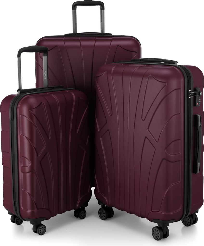 Suitline - 3er Kofferset Rollkoffer Hartschalenkoffer 4 Rollen Handgepäck-Trolley und Aufgabegepäck Koffer erweiterbar Travel Luggage Gepäck Set...