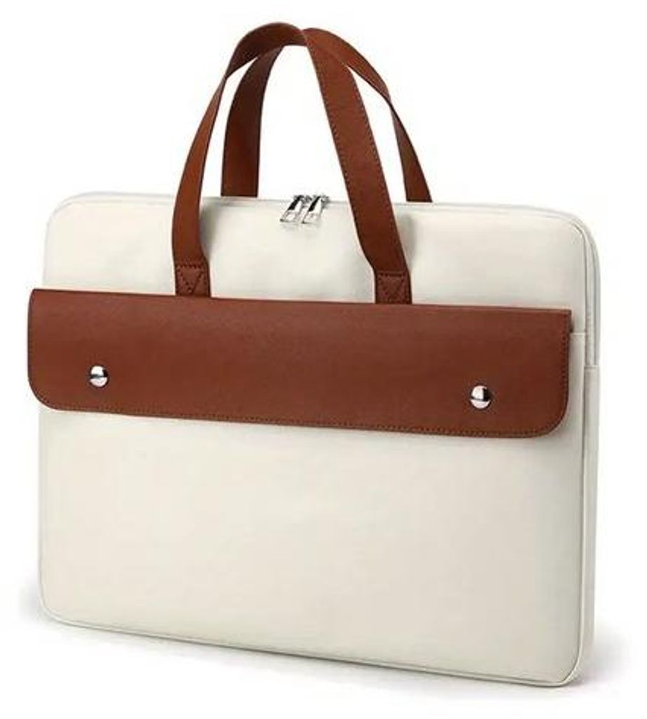 Laptoptas mit verstellbarem Schultergurt, Büro- und Reisebegleiter mit Laptop- und Tablet-Fach, passend für 15,6 Zoll off-weisse Laptoptaschen