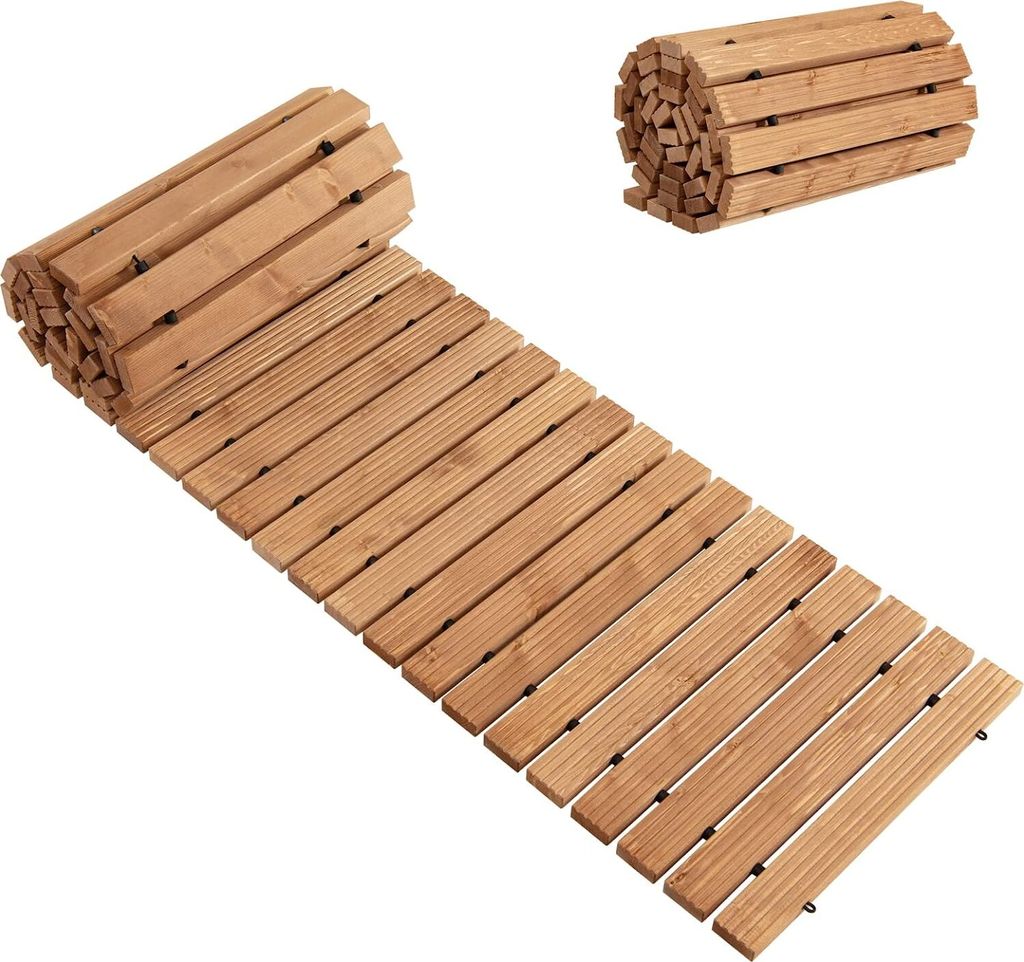 245 x 43cm Gartenweg aus Tannenholz, Rollweg Gartenrollwege, rustikaler dekorativer Holzweg für Garten, Strandhochzeit