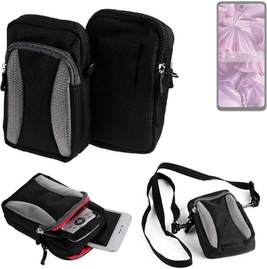 K-S-Trade Holster Schutz Hülle kompatibel mit HMD Pulse Handy Hülle Gürteltasche Umhängetasche mit Zusatzfach schwarz