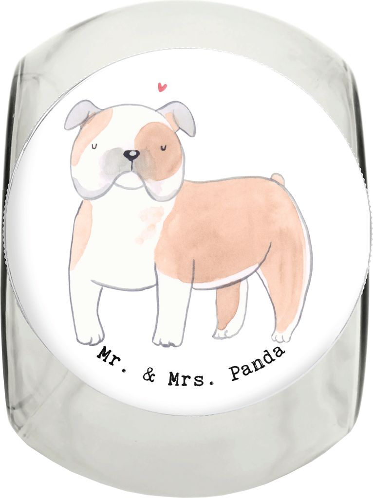 Mr. & Mrs. Panda Dose Englische Bulldogge Moment XL 2000ml - Weiß - Geschenk, glasbehälter, Vorratsglas, Keksdose, English Bulldog, aufbewahrungs...