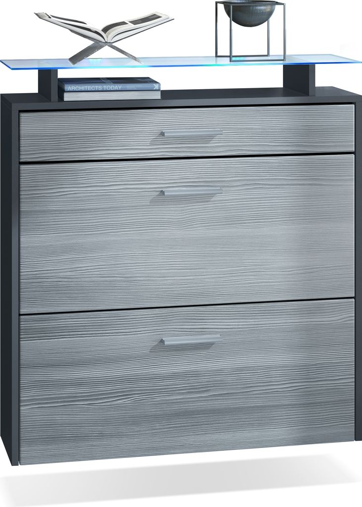 Vladon Schuhschrank Malea, Anthrazit matt/Avola-Anthrazit Produktbild 