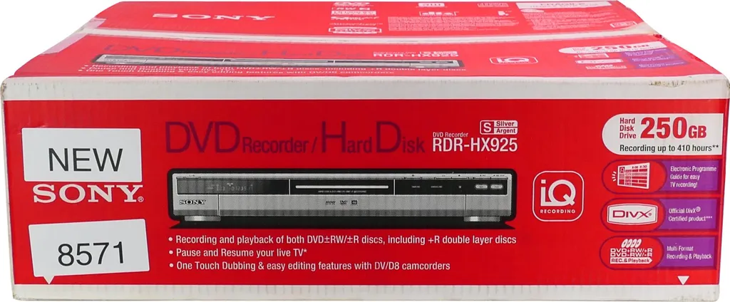 Enregistreur DVD Salon Sony RDR-HX925 avec Disque Dur 250Go d'origine