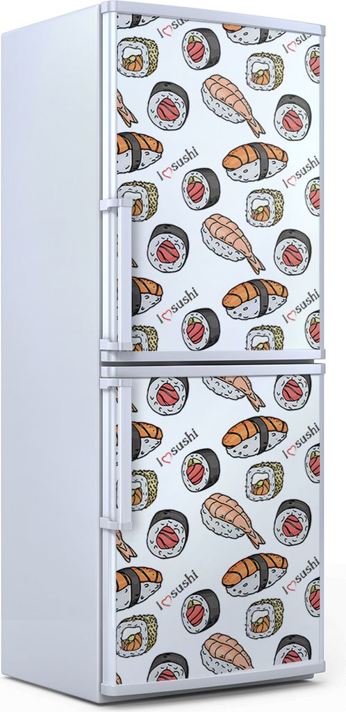 Kühlschrankdekoration 70x180 cm Aufkleber auf dem Kühlschrank - Sushi und Rollen