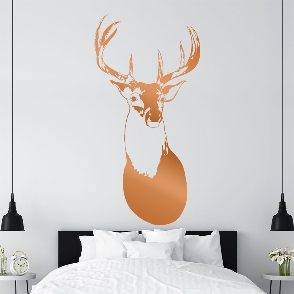 KIWISTAR Hirsch Geweihträger Wandtattoo in 6 Größen - Wandaufkleber Wall Sticker - Dekoration, Küche, Wohnzimmer, Schlafzimmer, Badezimmer