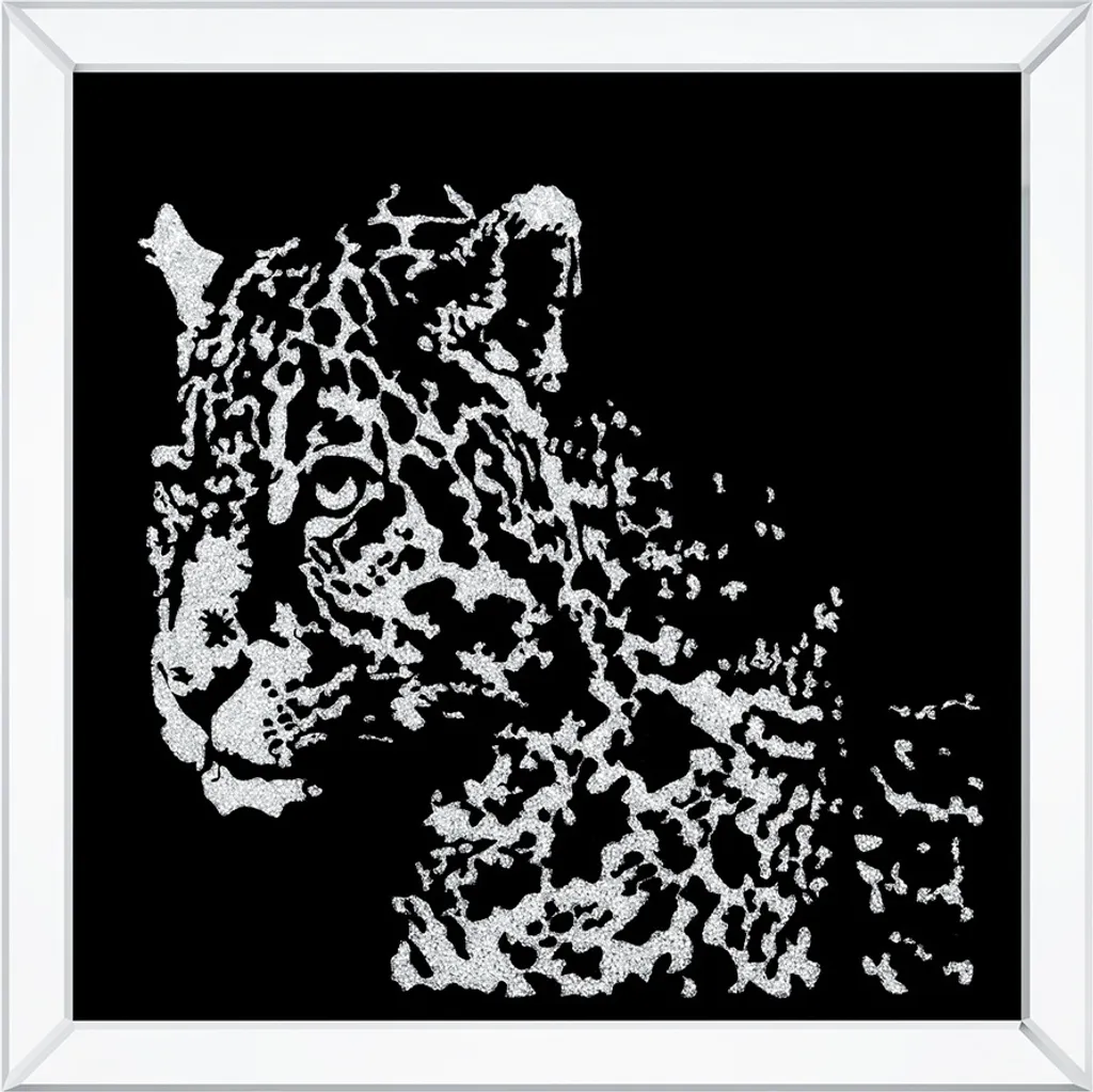 WISFOR specchio decorativo in vetro leopardato, quadro da parete con specchio da parete in cristallo specchio da corridoio stampa d'arte da parete, 40×40 cm
