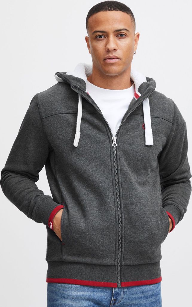 SOLID SDBenjaminZip Herren Sweatjacke Kapuzenjacke Zip-Hoodie mit Teddy-Futter Eingrifftaschen Rippbündchen Baumwollmischung Regular fit