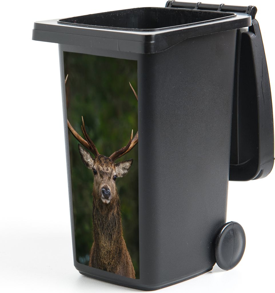 MuchoWow Mülltonnenaufkleber Hirsch - Geweih - Natur 44x98 cm - Containeraufkleber - Aufkleber - Mülltonnen-Aufkleber