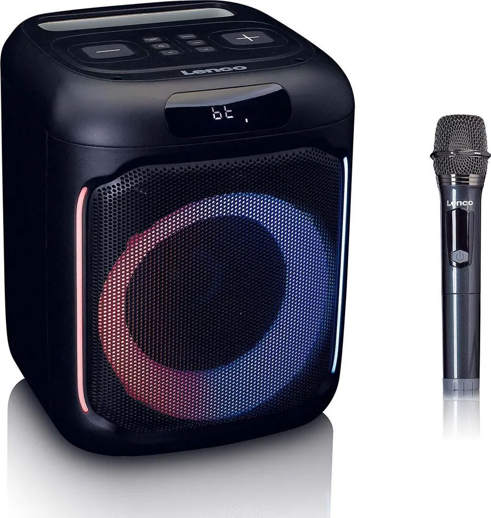 Lenco PA-101BK Enceinte Bluetooth LED 100W RMS et batterie longue durée
