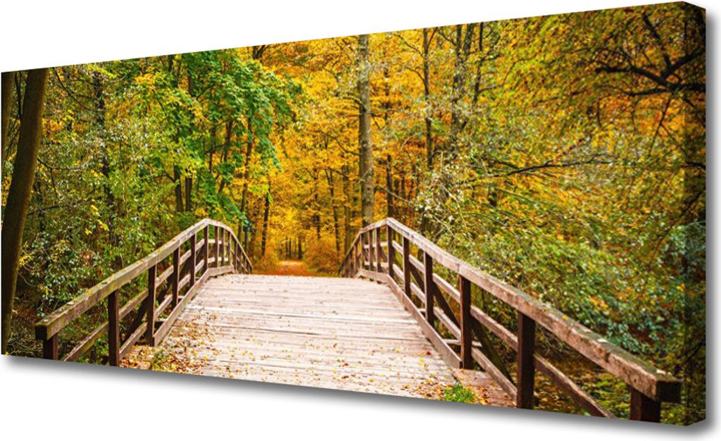 Tulup Leinwand-Bilder 125x50 Wandbild Canvas Kunstdruck Wald Brücke Architektur