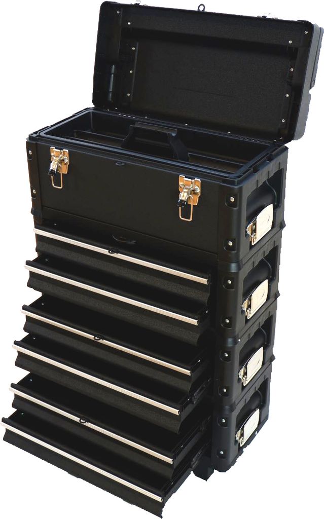 ASS Metall Werkzeugtrolley Werkstattwagen XXL Type: B3-B BLACK EDITION schwarz mit Schubladenverriegelung und Schloss