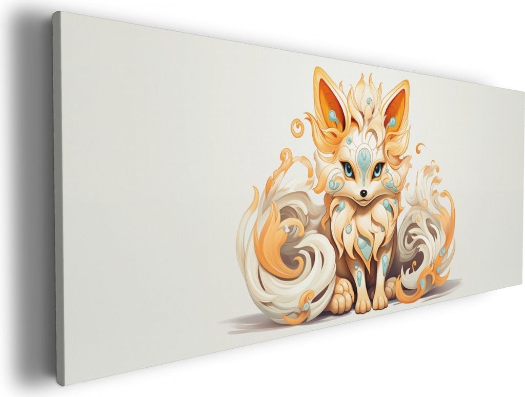 Wallario Premium Leinwandbild Geheimnisvoller Fuchs in Größe 60 x 150 cm
