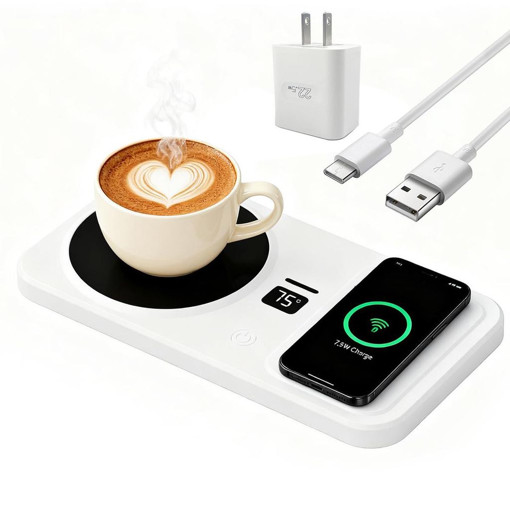 Tassenwärmer & Ladepad – Kabelloser Kaffeewärmer-Untersetzer mit Temperatursteuerung, warmhaltende Basisstation für Becher & Tassen