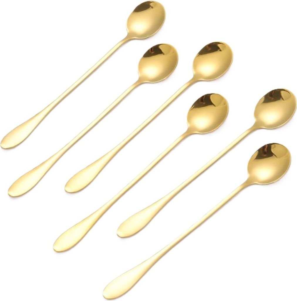 6er Set goldene Latte-Kaffeelöffel aus hochwertigem Edelstahl – Modern & Elegant