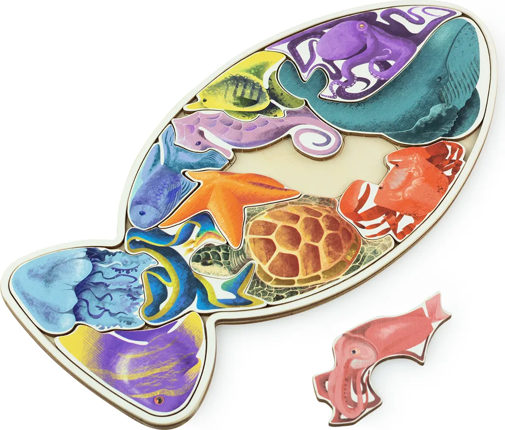 Puzzle Poisson-fée Vemkel aux couleurs éclatantes, finition haut de gamme