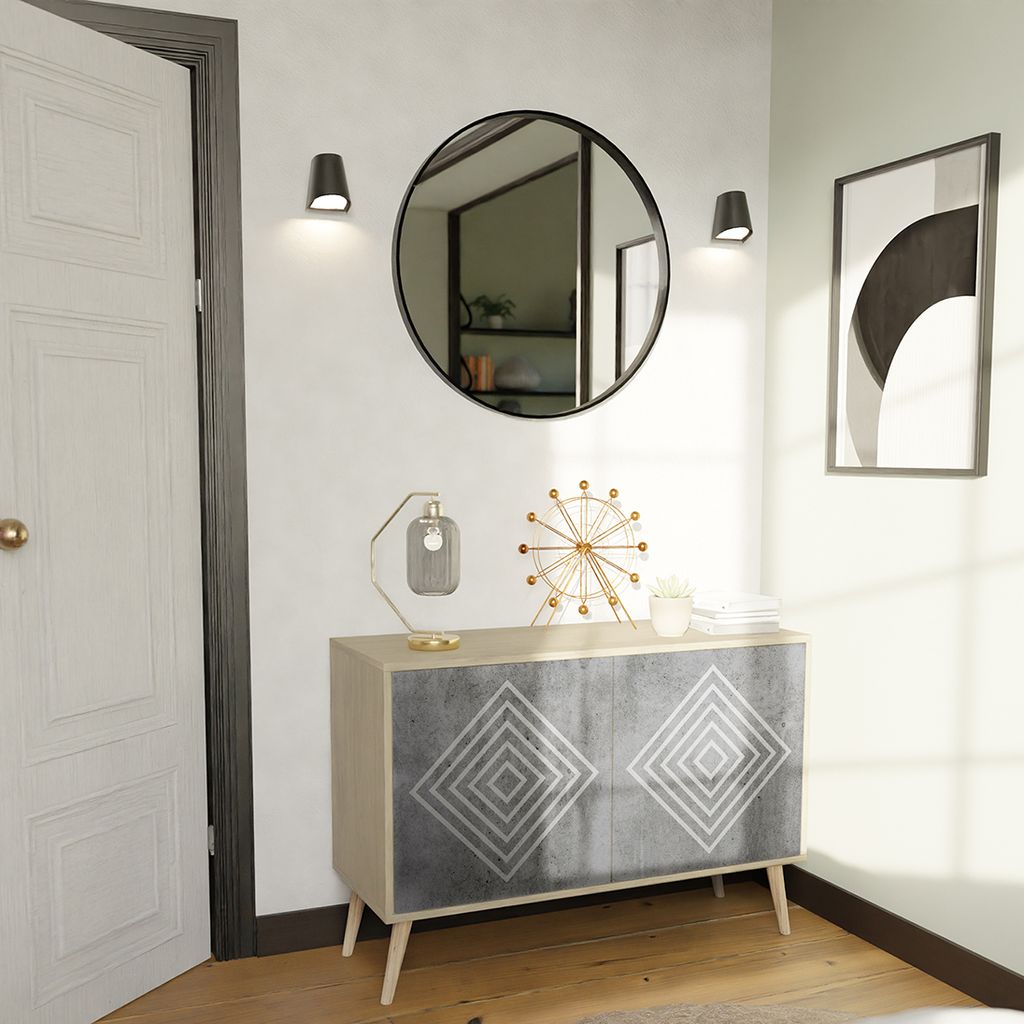 Spacerebels Kommode mit 2 Türen - Sideboard Komodenschrank - Highboard - Kleiderschrank Möbel - Wohnzimmer Schlafzimmer - 57,5×111×42 (HxBxT)