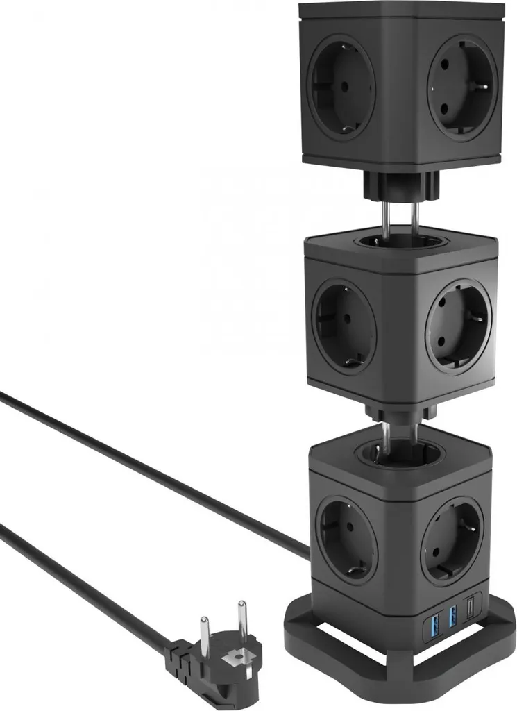 Multiprise pour Bureau 13 Prises 2m Noir Allteq - Solution Salon