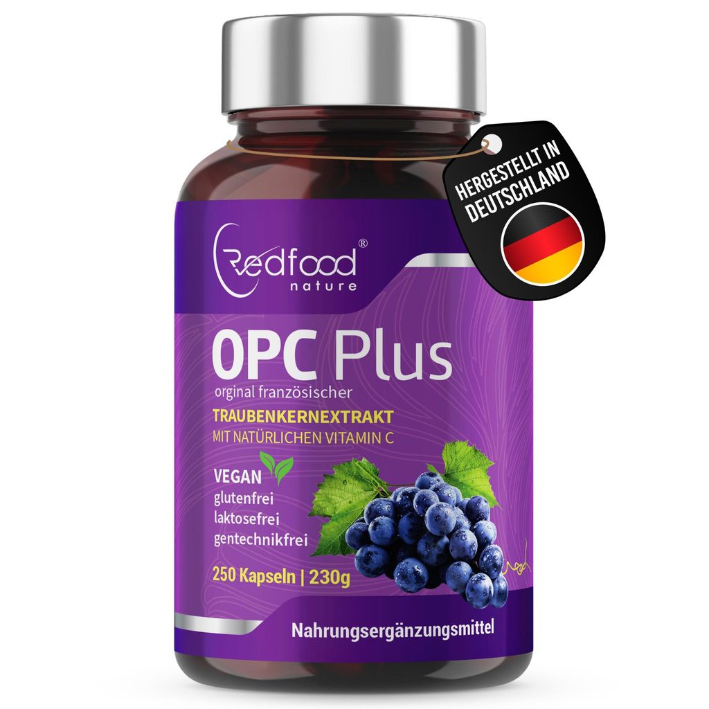 OPC Traubenkernextrakt hochdosiert aus französischen Trauben + Vitamin C, 285 Kapseln
