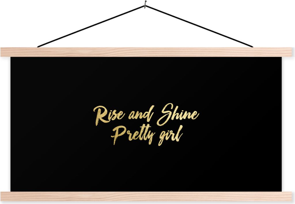 MuchoWow Textilposter Zitat - Selbstvertrauen - Gold - Schwarz 120x60 cm mit holzfarbenen Rahmen - Klemmleiste