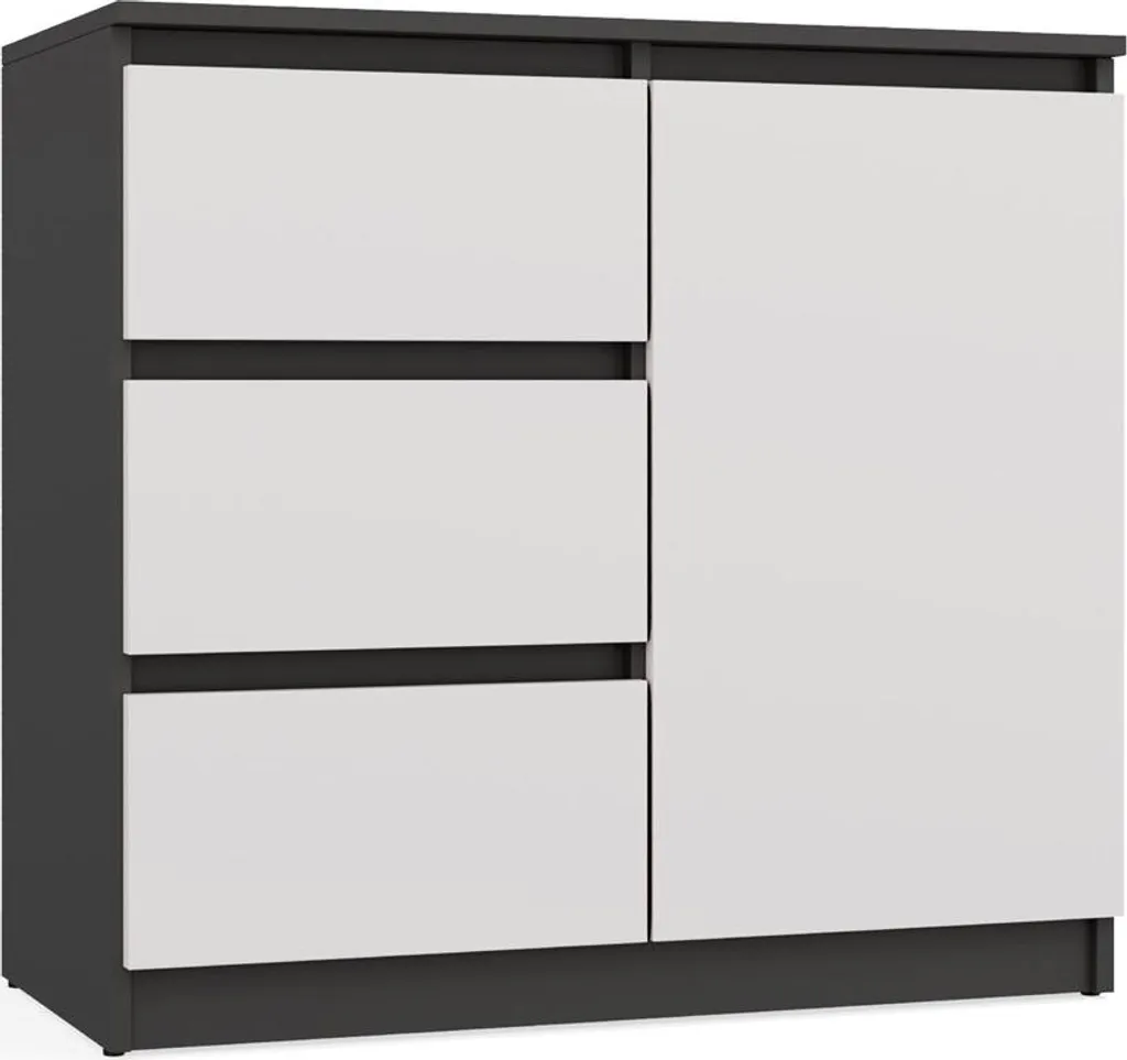 Commode étroite ELBE Anthracite et Blanc - Meuble de Rangement Gain de Place - 12