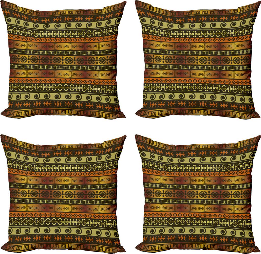 ABAKUHAUS Sambia Kissenbezug Set (4 Stück), traditionelle Ceremonial, Moderner Doppelseitiger Digitaldruck, 50 cm x 50 cm, Mehrfarbig