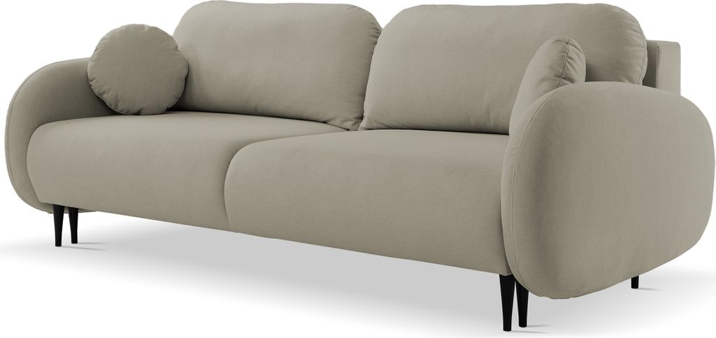 Selsey Sofa Bafra 3-Sitzer mit Schlaffunktion und Bettkasten, Easy-Clean Samtbezug Beige
