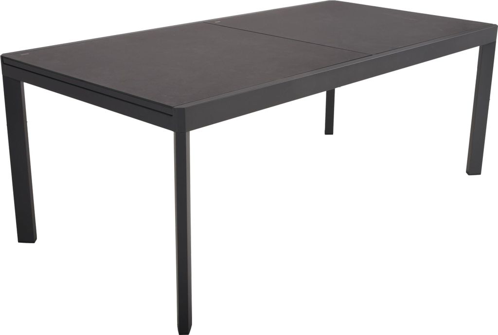 Gartentisch EDUARD - Aluminium/Glas-Tischplatte Keramik-Optik, Anthrazit , 300x100x75cm | Ausziehtisch Esstisch Wetterfest Outdoor Tisch