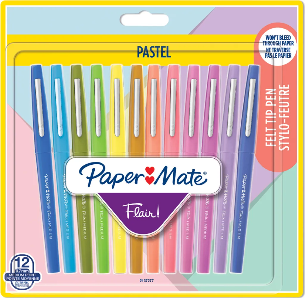PAPER:MATE2137277 Paper:Mate penna con punta in fibra Flair PASTELL, blister da 12 pezzi