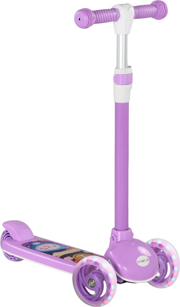 Kinderroller, LED-Räder, sanfte Fahrt, anpassbare Höhe, Kunststoff, Stahl, Lila