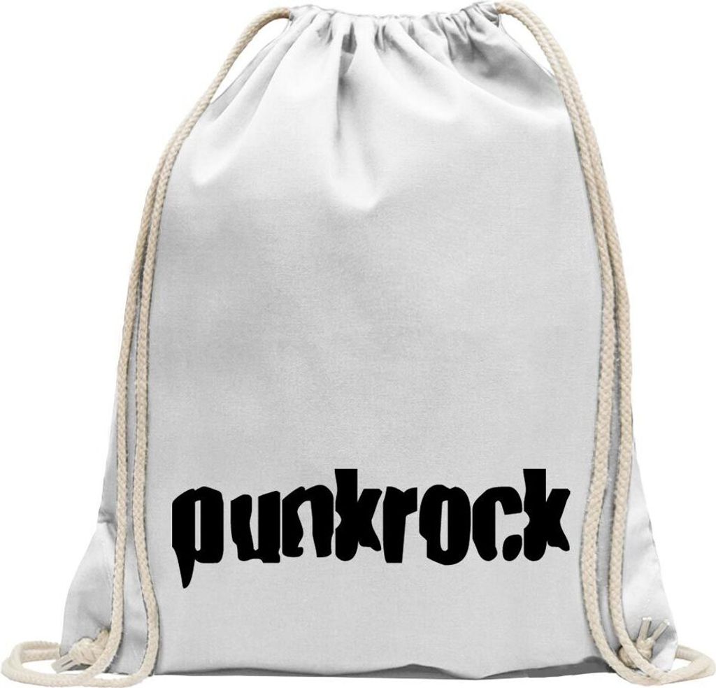 Kiwistar - Turnbeutel - weiss - Punkrock Schrift Music Hardcore Oldschool - Fun Rucksack Sport Beutel Gymsack Baumwolle mit Ziehgurt