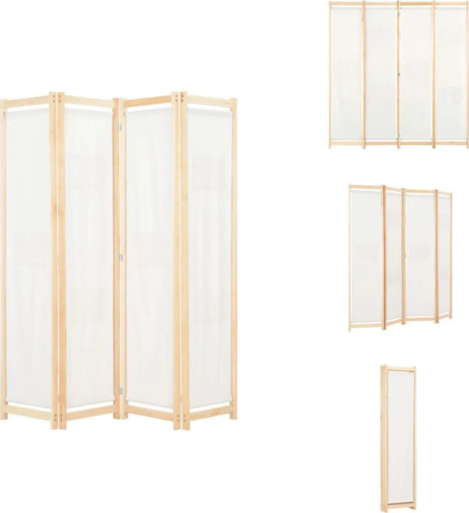 Solution d'intimité paravent 4 panneaux blanc crème 160x170 cm vidaXL