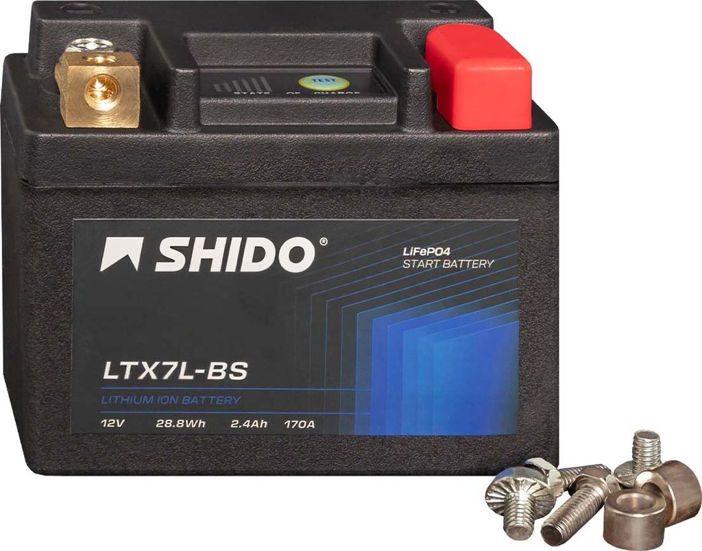 Shido Lithium Motorradbatterie LiFePO4 LTX7L-BS 12V Produktbild 