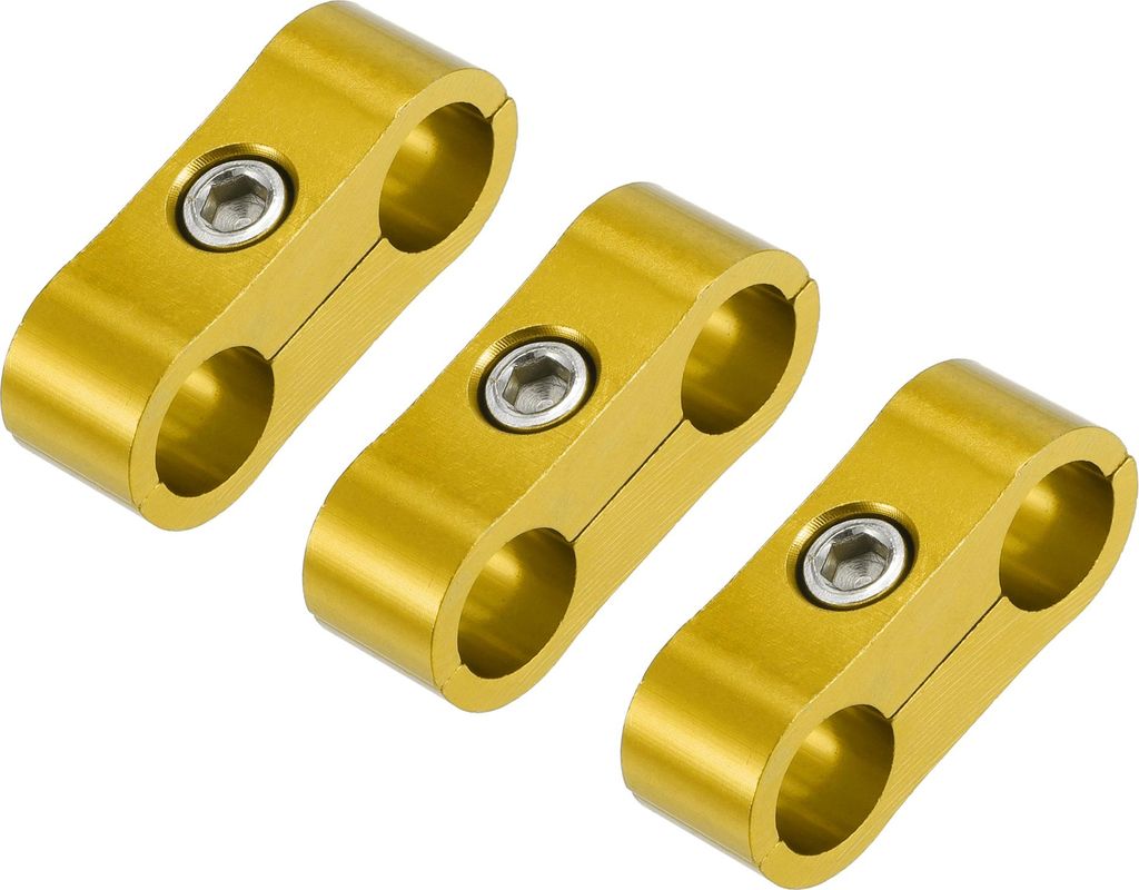 : 13 Stück Auto AN4 11mm Schlauch Separator Klemme aus Aluminiumlegierung in Goldton