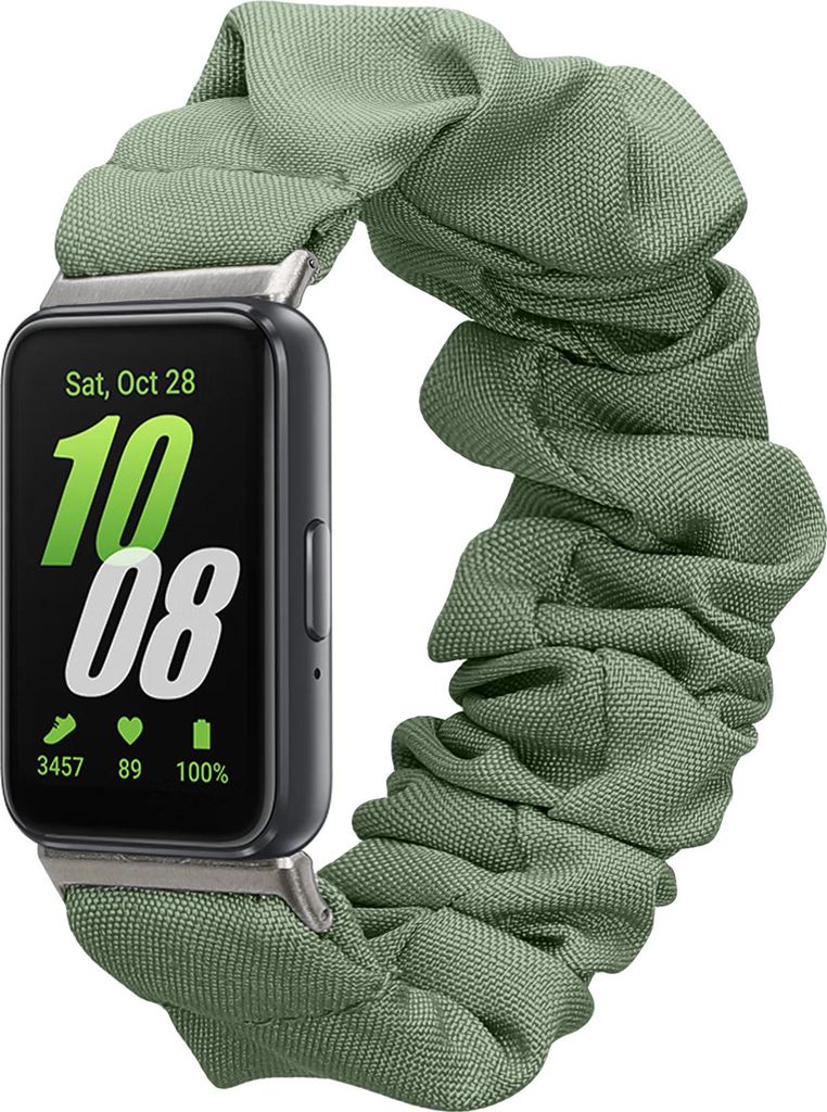 kwmobile Ersatz Armband kompatibel mit Samsung Galaxy Fit 3 - Smartwatch Scrunchie Haargummi Design Grün - Innenmaße 14 - 19 cm