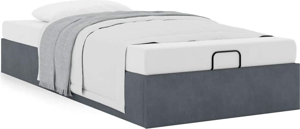 Ottoman-Bett ohne Matratze Dunkelgrau 90x200 cm Samt