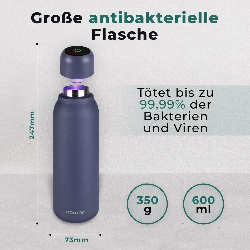 Noaton Naturaq 600ml, Blau, selbstreinigende isolierte UV-C Produktbild 2