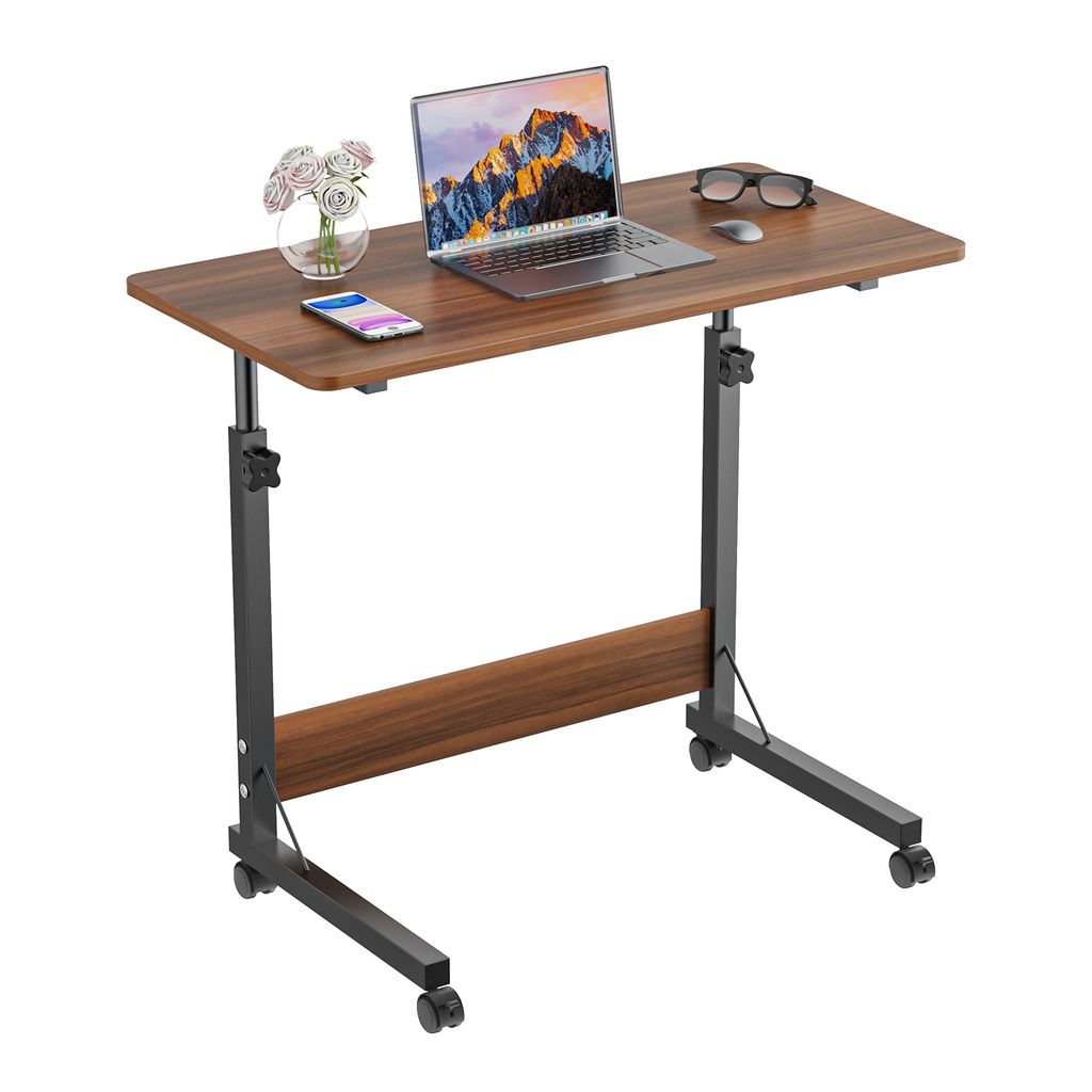 Laptoptisch mit Rollen höhenverstellbar Computertisch Bürotisch 80x40cm