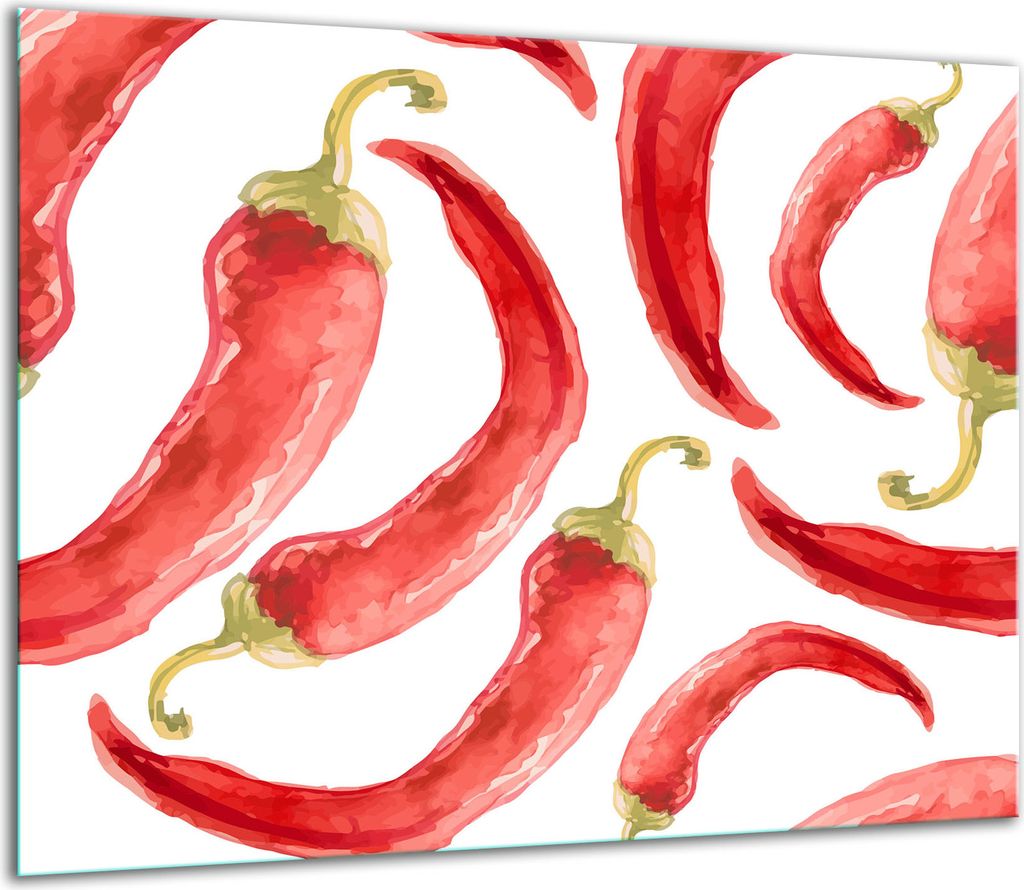 Herdabdeckplatten Glaskeramikkochfeld-Abdeckung Spritzschutz Glas 60x52cm Chilli