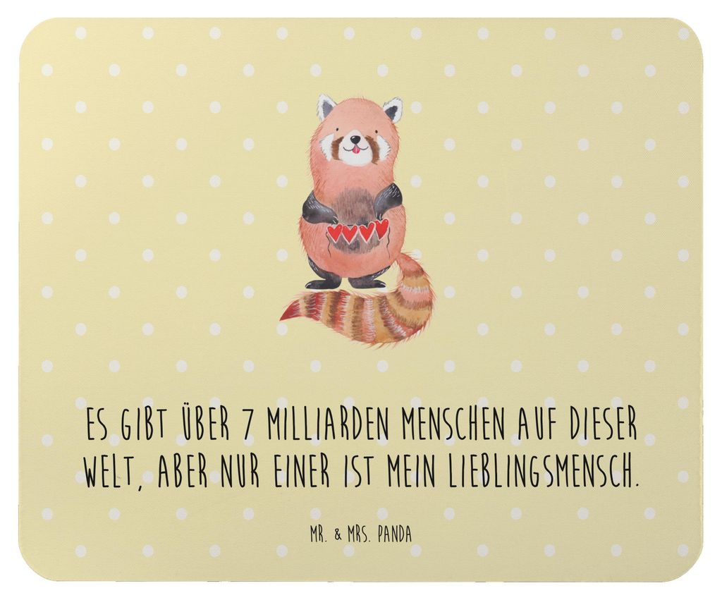 Mr. & Mrs. Panda Mousepad Roter Panda - Gelb Pastell - Geschenk, Liebe, Mouse Pad, Liebling, computer mauspad, mousematte, Herz, Lieblingsmensch, L...