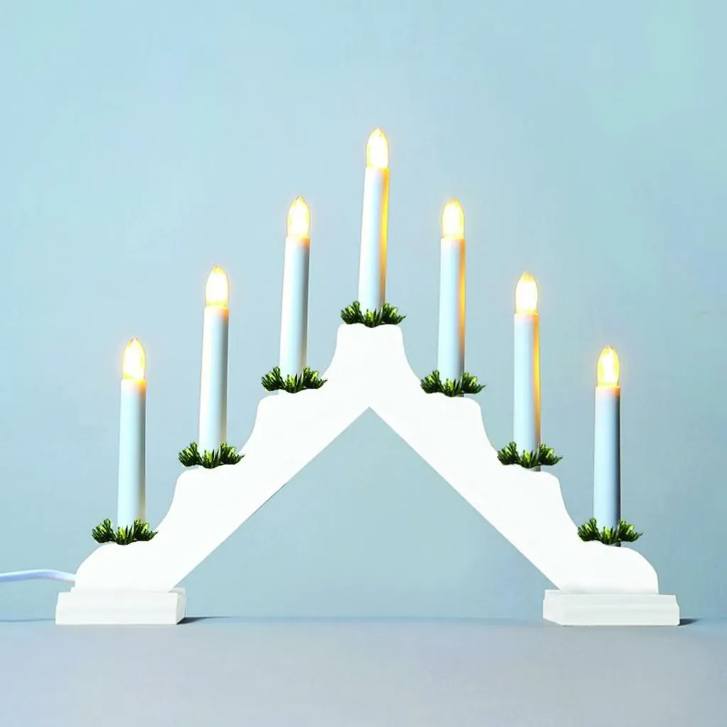 Bougeoir de l'Avent LED Bois Blanc 2262-210 - Déco Noël Basse Conso